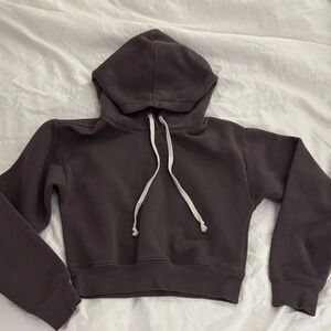 J.Crew Women's Charcoal Cropped Hoodie- Size XS